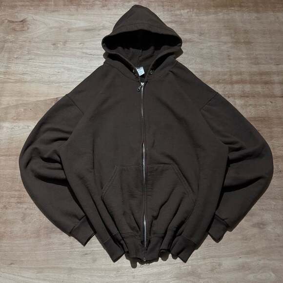 Jerzees Other - Jerzees Brown Full Zip Hoodie Large Faded Heavyweight Blank Zip Up Grunge